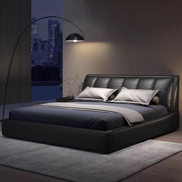 Italian Leather Grey Hotel Bedroom Furniture Set - King Size Bed Frame Luxury Beds