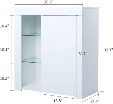 Credenza a un'anta lucida per buffet a LED