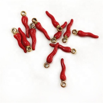 Iywu Aceon Stainless Steel DIY Jewelry Charm Handmade Italy Horn 3D Vivid Red Enamel Pepper Chili Pendant