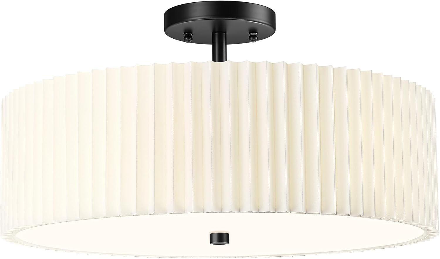 Semi Flush Mount Ceiling Lamp Drum Pleated Shade