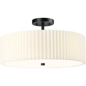 Semi Flush Mount Ceiling Lamp Drum Pleated Shade