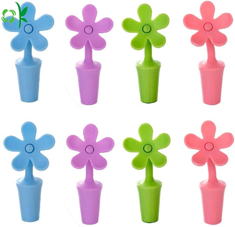 Custom Flower Design Silicone Wine Bottle Stopper