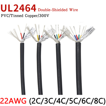 1M 22AWG UL2464 Shielded Wire Signal Cable 2 3 4 5 6 8 Cores PVC Insulated Channel Audio Headphone Copper Control Sheathed Wire