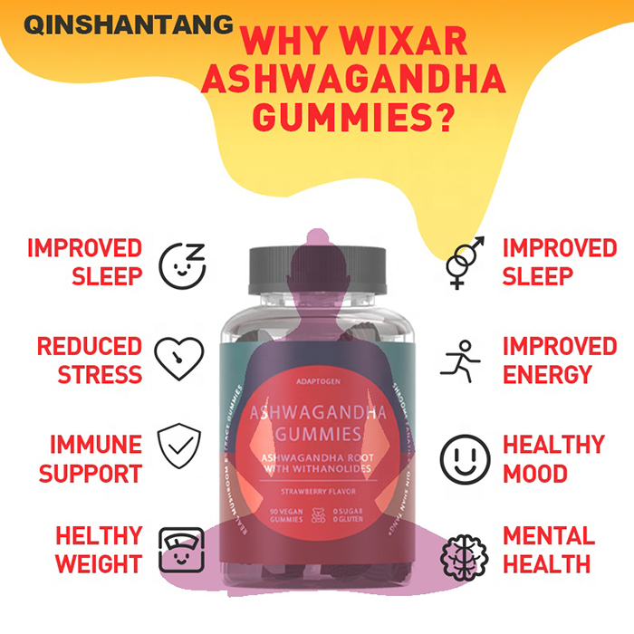 OEM/ODM Vegan Release Stress and Anxiety Gummy Organic Ashwagandha Root Extract Gummies