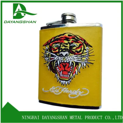 High Quality Stainless Steel Flagon Flasks 7oz Pu Leather Wrapped Jameson Hip Flask