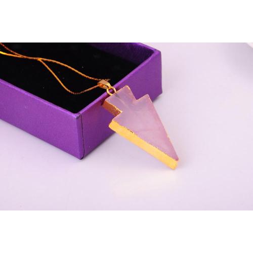 Natural Rose Quartz Arrow Pendant Necklace