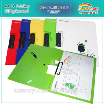 Shenzhen Wholesaler Low Price Color PP Folding Conference Clipboard Folder A4 With Pocket