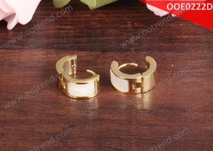 double sided earrings women rose golden color stianless steel earrings