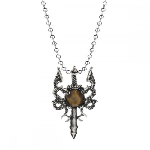 Vintage Double Dragon Sword Alloy Necklace