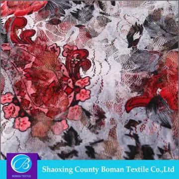 Textile supplier Best selling Fashion Net border print dress fabric