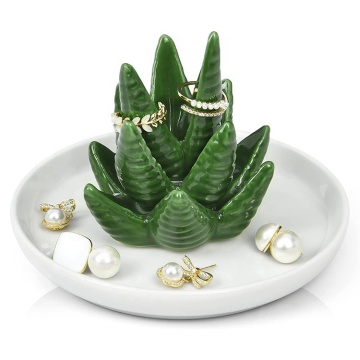 Ceramic Aloe Ring Holder - Jewelry Succulent Holder Birthday Gift