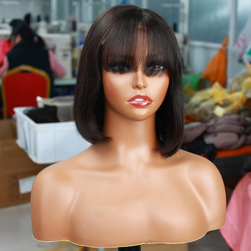 Wholesale Cheap Virgin Hair 13x4 Bob Wig With Bangs, Real Natural 100% Human Hair Wigs, Brazilian Hair Lace Wigs For Black Women