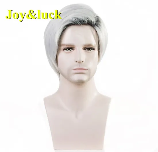 Wholesale Male Wig for Men Black Root Silver Grey Man Hair Short Natural Straight Men wigs Synthetic Hair Wigs