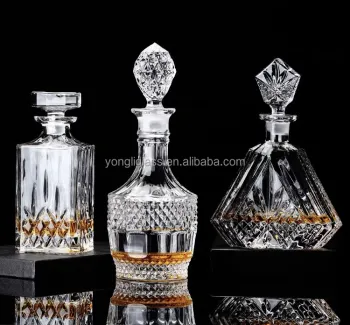 Factory Wholesale Vintage Square Whiskey Glass Decanter with Stopper