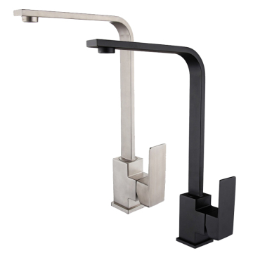 Matt Black Kitchen Faucet with Swivel Spout - 304 Stainless Steel Square Sink Mixer Tap