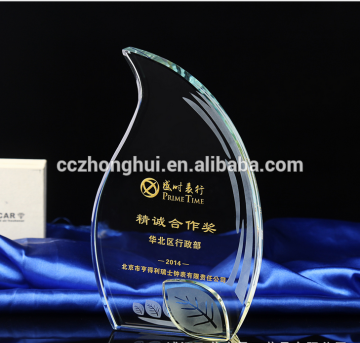 2016 Hottest new products blank crystal leave shape award