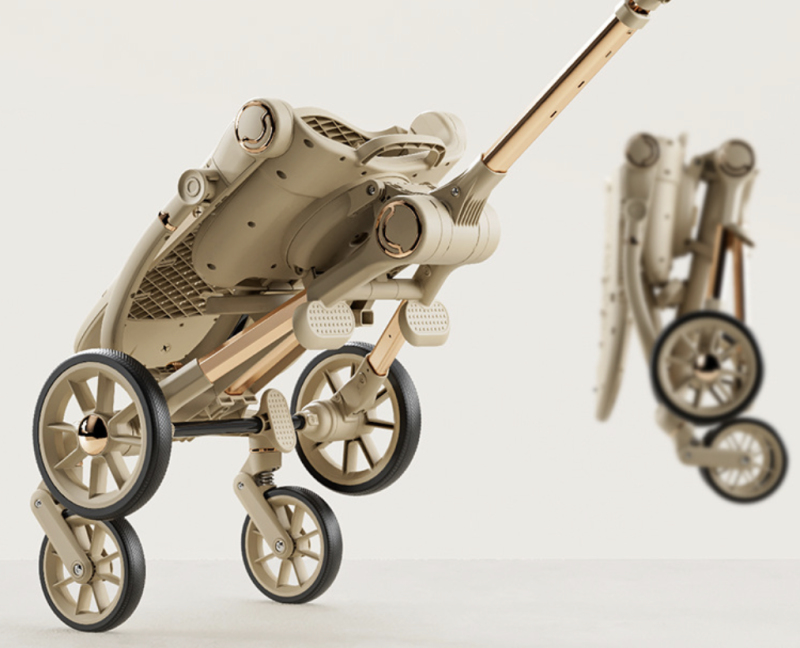 Foldable and storable baby stroller