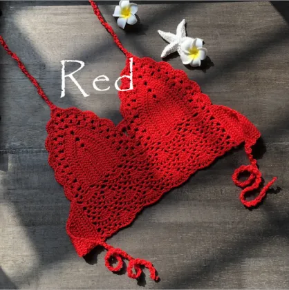 New handmade crochet Hand hook knit bikini wrap chest lady sexy versatile spa split swimsuit wholesale