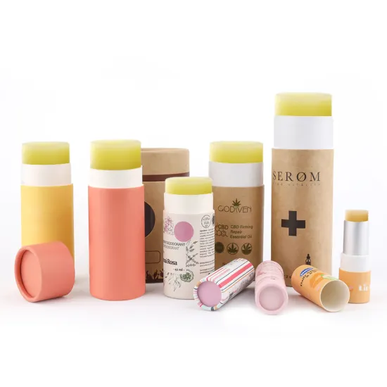 Empty Deodorant Brown Kraft Paper Push Up Tube