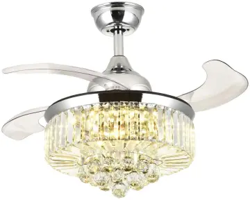 Modern 42 Inch Ceiling Fan with Light - Home Decor Crystal Design