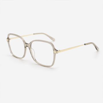 Square Acetate And Metal Combined Unisex Optical Frames 23A3170