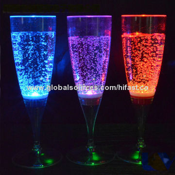 Plastic LED champagne cup, 150mL/5oz capacity