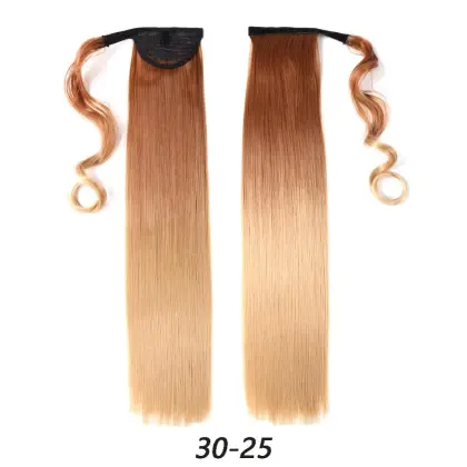 Hot selling straight long wrap around brazilian black clip in pony tail