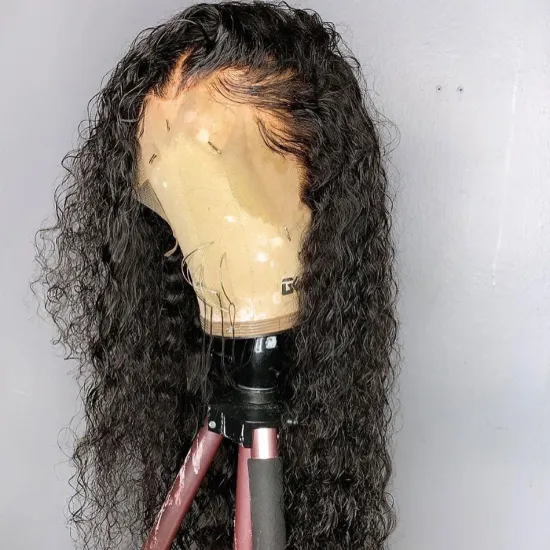 Deep Wave Raw Peruvian Virgin Human Hair Full Hd Curly Lace Front Wig Cheap Wholesale Transparent Lace Frontal Wig Pre Plucked
