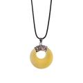 Circle Donut Healing Crystals Necklace Natural gemstone Chakra Amulet Lucky Coin Protection Quartz Reiki Pendant Men Women