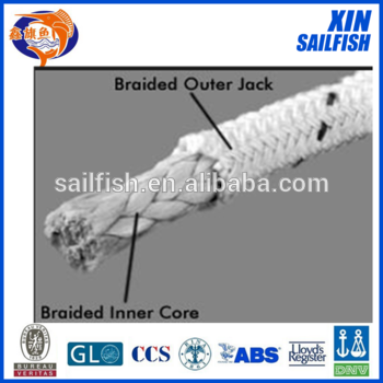 white color double braided rope outside with 12 strand UHMWPE inside rope