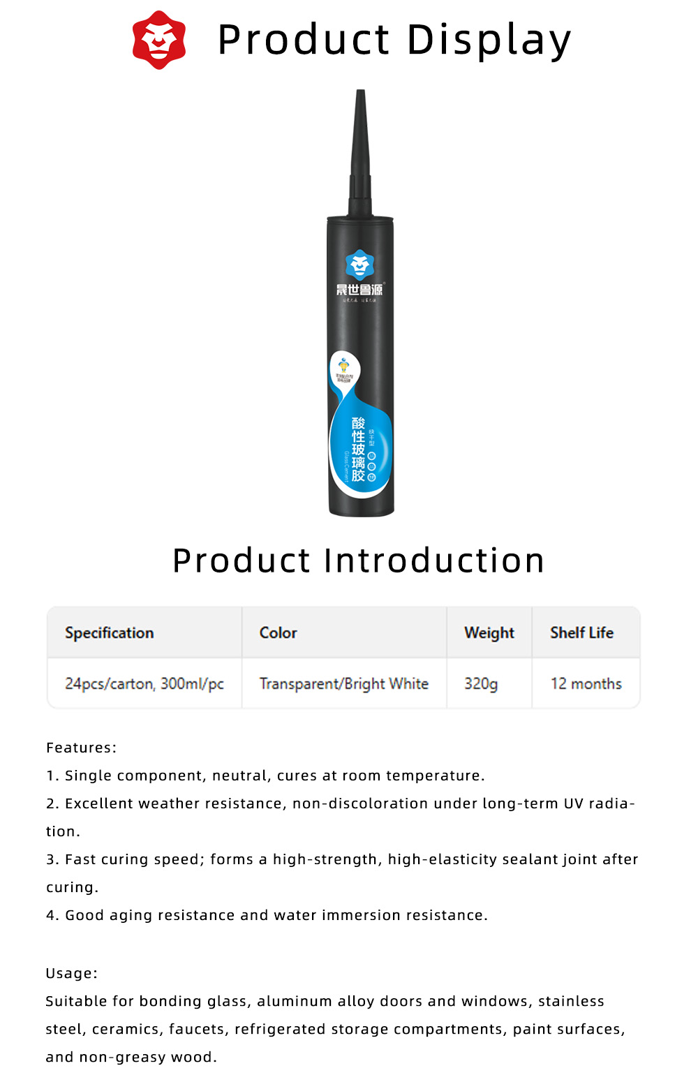 Acetic Silicone Sealant for Glazing Projects X