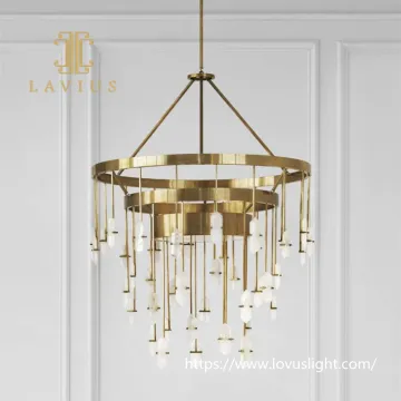 High quality antique gold brass pendant light Concise style applied chandelier