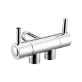 Double handle three-way faucet angle valve for bathroom