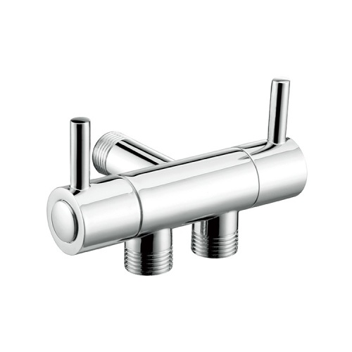 Válvula angular de torneira de três vias de alça dupla para banheiro