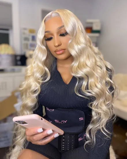 100% Human Hair Loose Wave Cuticle Aligned Hair Blonde Wig Lace Front Blonde Curly Wigs Brazilian Hair 13*4 Lace Front Wig