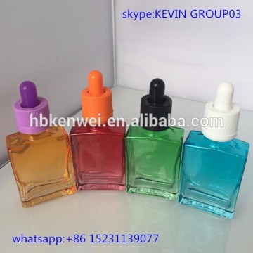 cristal bottle green flat glass bottle with childproof cap and glass dropper