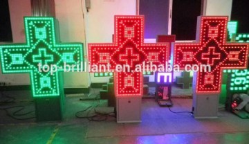 outdoor green color LED pharmacy cross sign