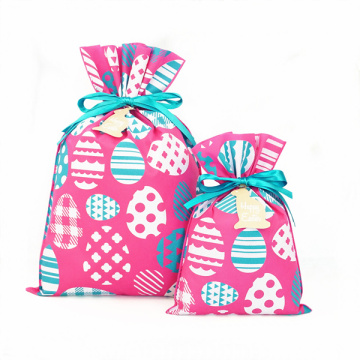 Coloful Eggs Non-woven Easter Drawstring Gift Bags