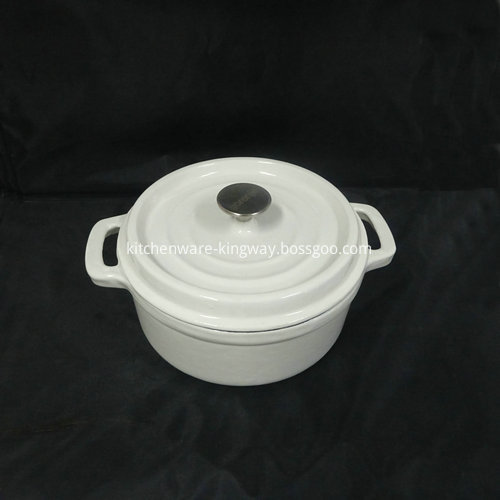 Home Kitchenware White Cast Iron Sauce Pot 