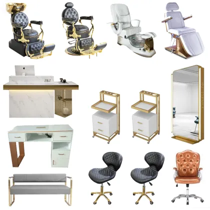 Modern Spa Hair Salon Equipment Package - Pink Beauty Salon Furniture Set