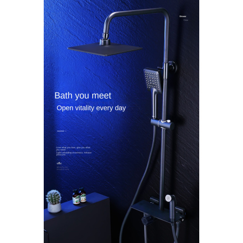 4-Function Brass Matte Black Rotary Switch Shower Set