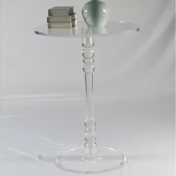 Clear Crystal Round Wedding Banquet Counter Table and Acrylic Resin Cocktail Table Rentals