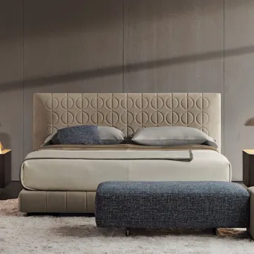 Upholstered fabric queen size bed