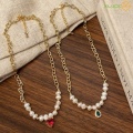 Inlay Pearl Zircon Fashion 18k Gold Plated Necklace
