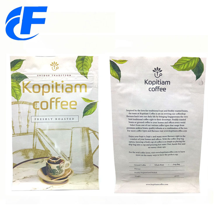 High quality coffee flat bottom stand up bag