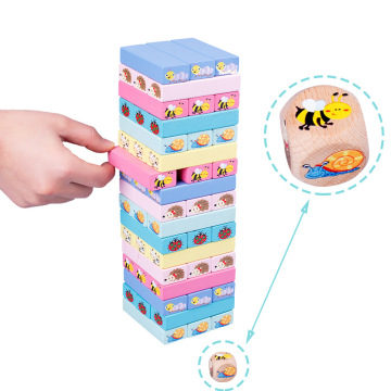 Montessori Wooden Animal Building Blocks: Ένα κλασικό παιχνίδι πύργου 51 τεμαχίων για παιδιά