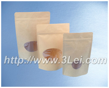 Kraft paper stand up pouches with oval clear window