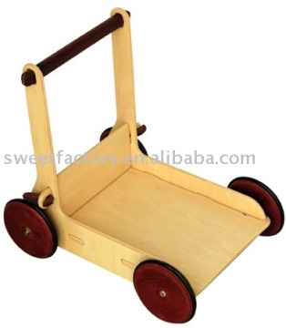 Wooden children trolley walker toy,Wooden handcart