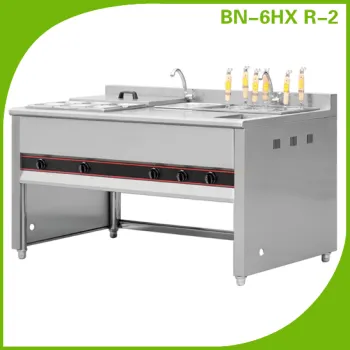 Stainless Steel Gas Convection Pasta Cooker With Bain Maire & Sink BN-6HX.R.2