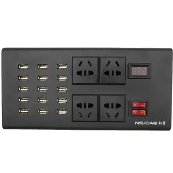 15 USB Ports, 4 220V Outlet Chargers